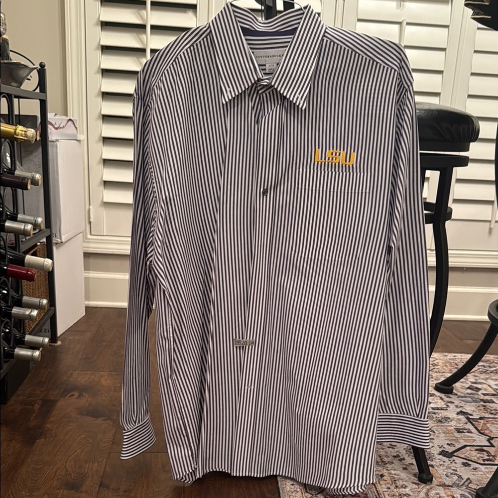 LSU Purple Striped Men's Shirt - Cutter & Buck - XL - Dry Cleaned LIKE NEW
